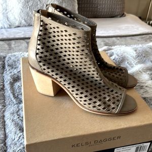 Leather cutout sandal bootie